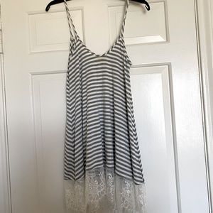 Gray and white striped shirt